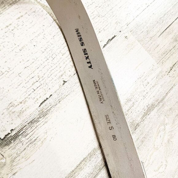 Y2K MISS SIXTY Novelty Leather Belt with Logo Buckle Made in Italy Size S - Picture 2 of 3